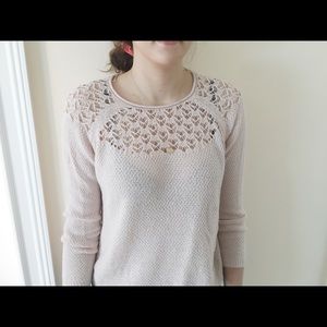 Light Pink Crotchet-Neck Sweater